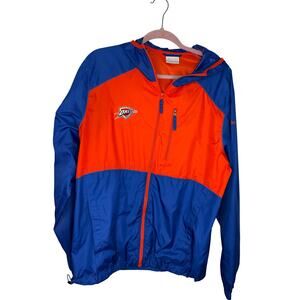 Columbia OKC Thunder Full Zip Windbreaker Size Medium NBA Basketball Blue Orange